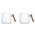 Mugs en verre avec anse en bois - lot de 2 AULICA
