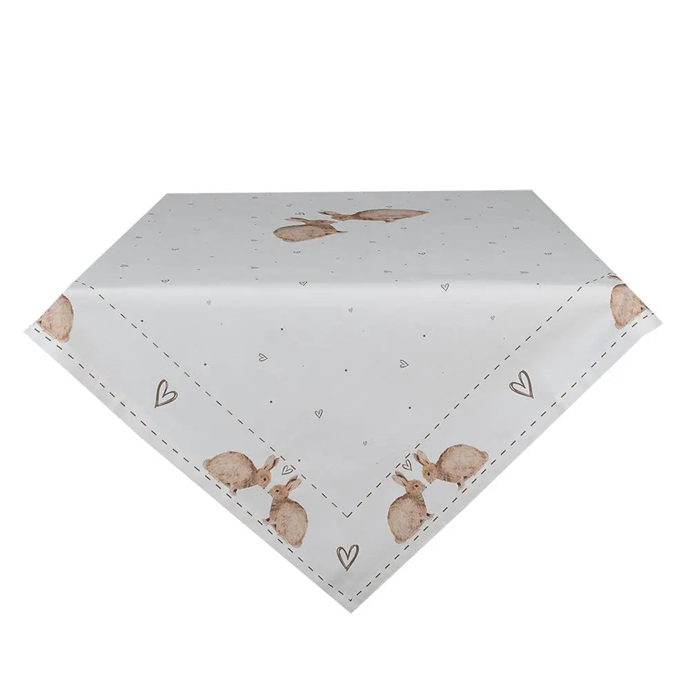 Nappe 100x100 cm Lapin en Coton Blanc Marron Clayre & Eef.