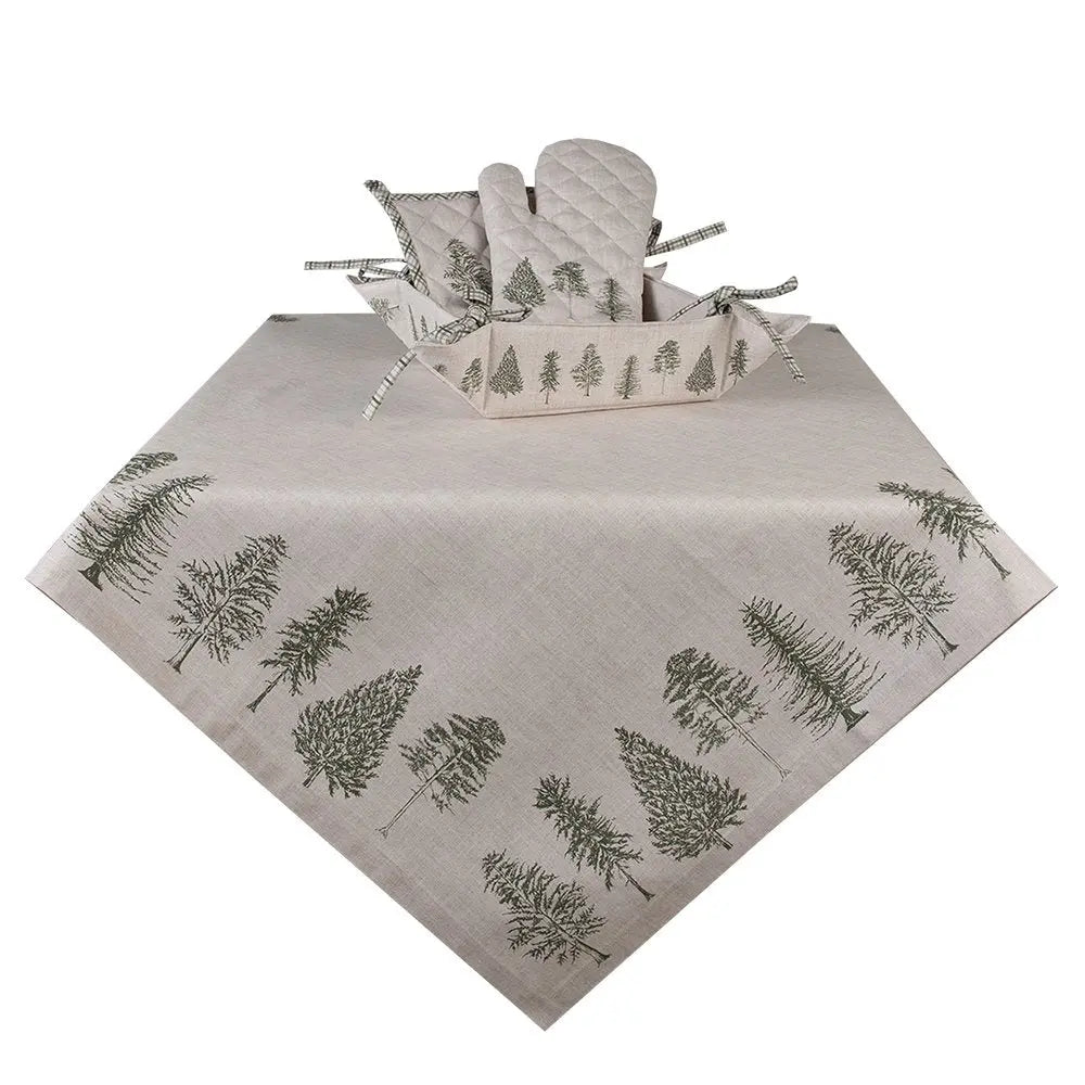 Nappe 130x180 cm Beige Vert Coton Pins Clayre & Eef.