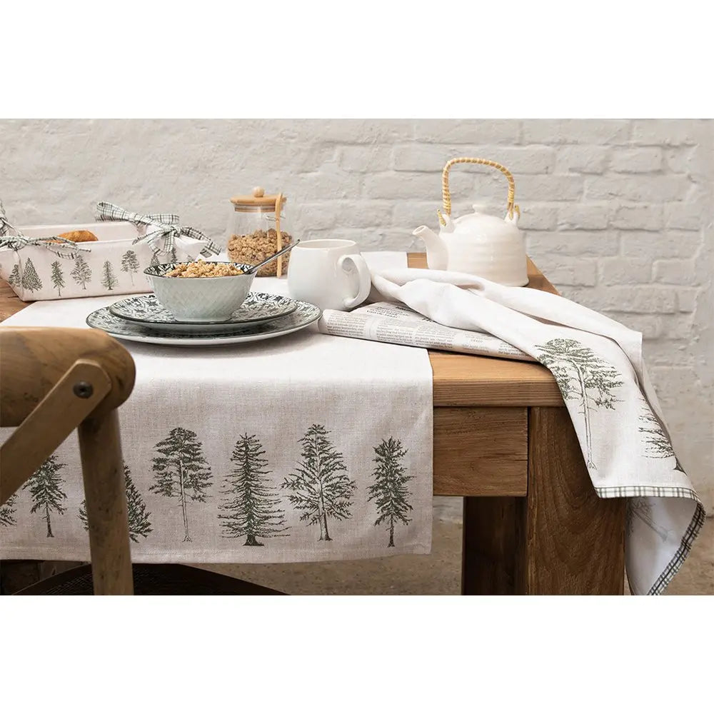 Nappe 130x180 cm Beige Vert Coton Pins Clayre & Eef.