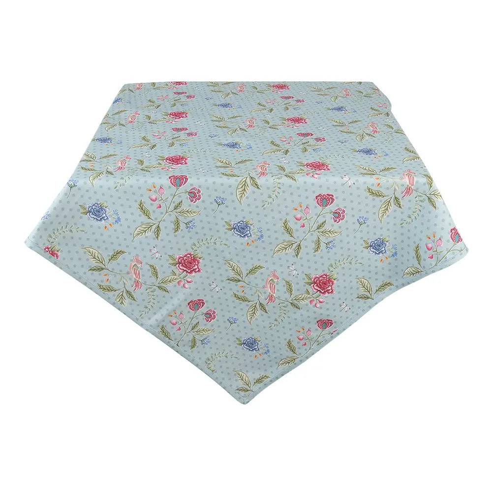 Nappe 150x150 cm nappe de fleur de coton vert bleu Clayre & Eef.