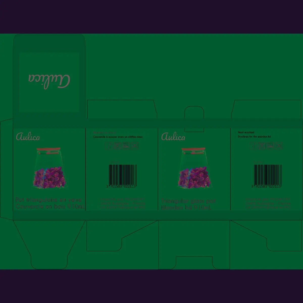 POT TRIANGULAIRE AVEC COUVERCLE EN BOIS 910ML AULICA