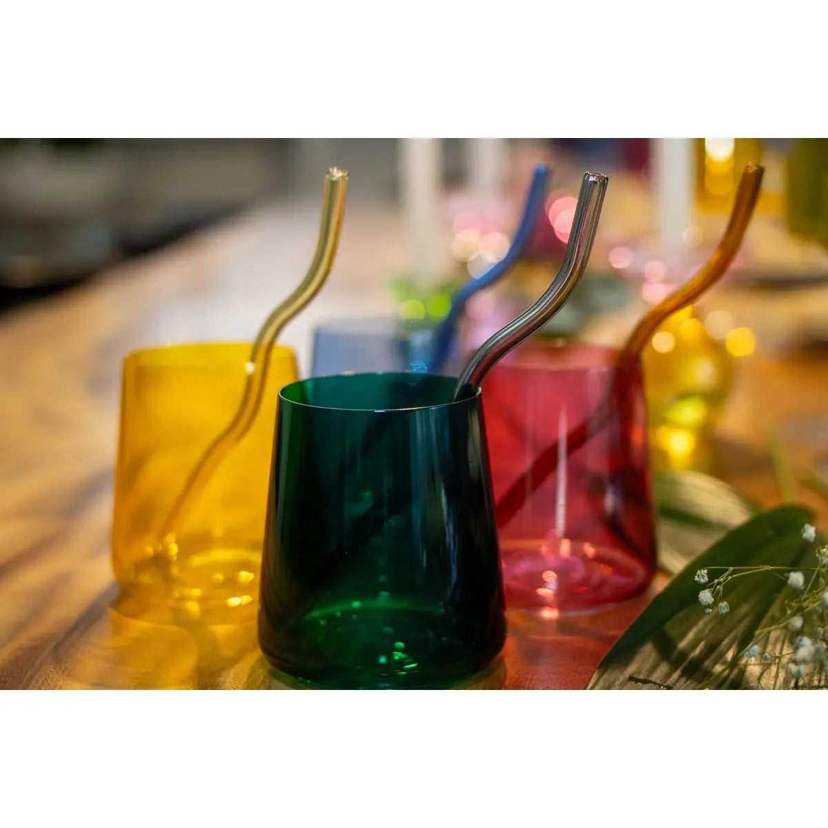 Pailles multicolores en verre - lot de 4 AULICA