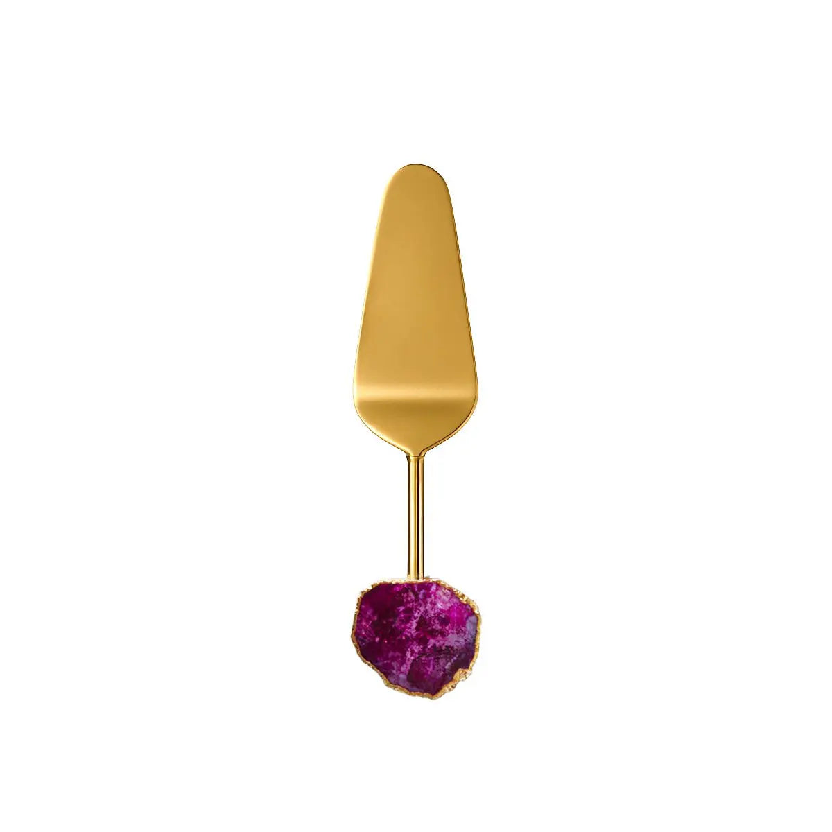 Pelle à tarte dorée pierre agate rose AULICA