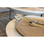 Pelle à tarte et couteau dorés pierre agate beige AULICA