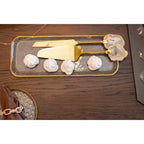 Pelle à tarte et couteau dorés pierre agate beige AULICA