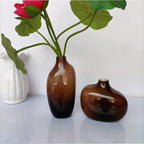 Petit vase verre nordique luxe ornement décoration rétro – Vase céramique ambre brun gris fumé Dropshipman