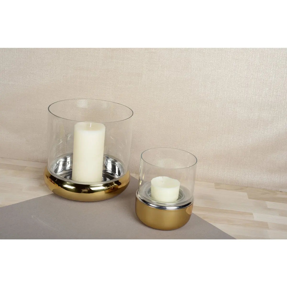 Photophore doré double paroi 16x16x26cm AULICA