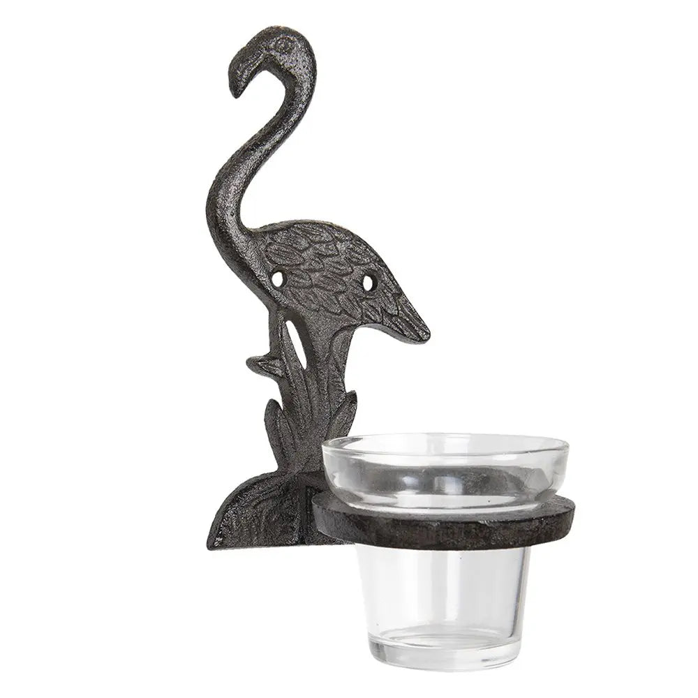 Photophore flamant rose 8x12x19 cm Clayre & Eef.