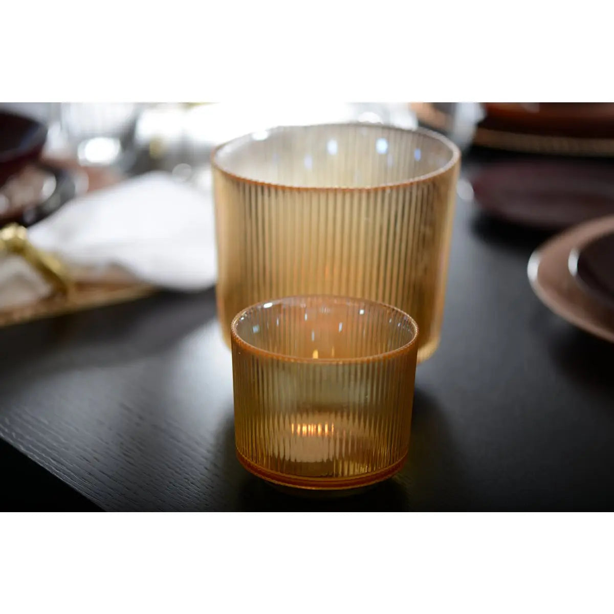 Photophore nervure ambre h10 cm AULICA