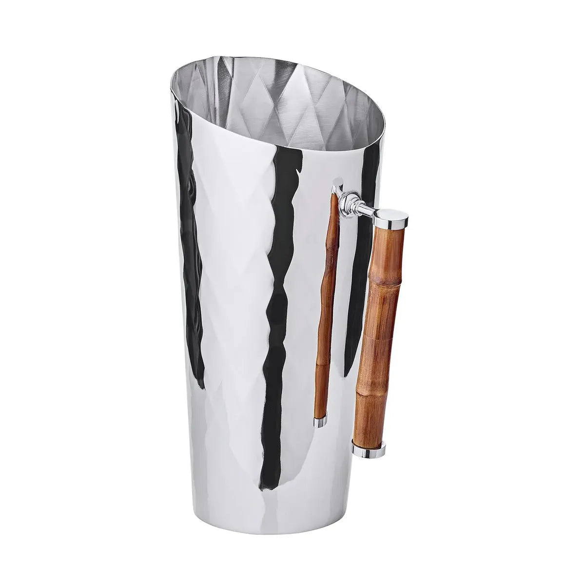 Pichet EDZARD Jana avec poignée en bambou, acier inoxydable, nickelé brillant, hauteur 25 cm, capacité 1,8 litre EDZARD-SHOP.com