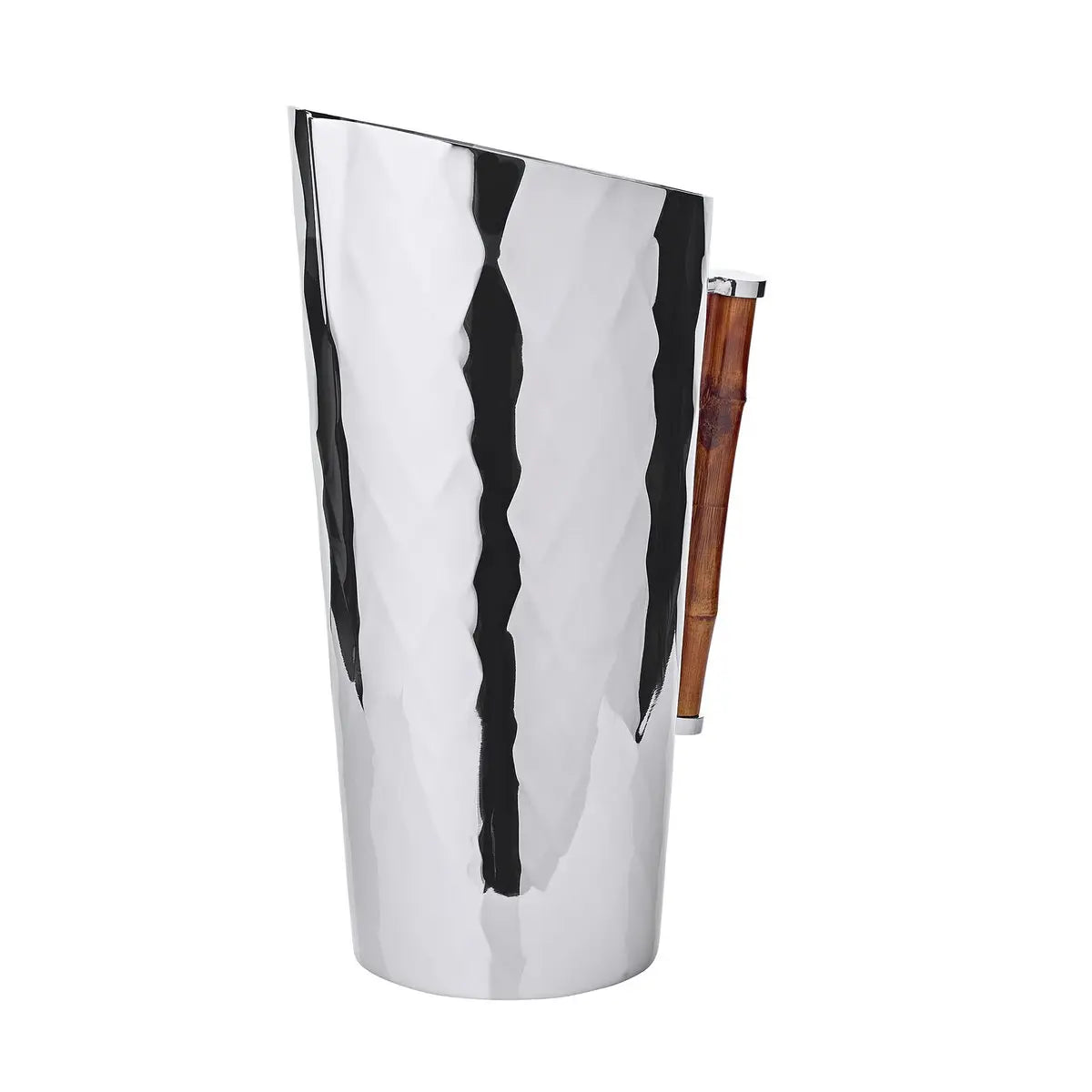 Pichet EDZARD Jana avec poignée en bambou, acier inoxydable, nickelé brillant, hauteur 25 cm, capacité 1,8 litre EDZARD-SHOP.com