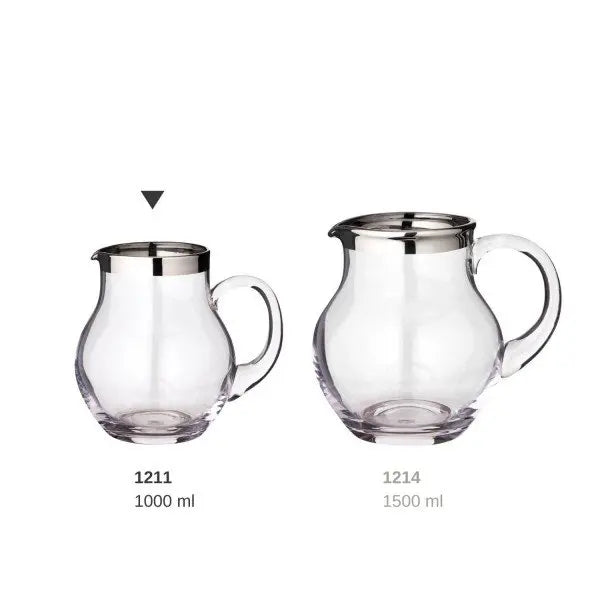 Pichet EDZARD Olivia, verre cristal soufflé à la bouche avec rebord en platine, hauteur 16 cm, capacité 1,0 litre EDZARD-SHOP.com