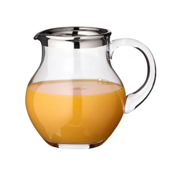 Pichet EDZARD Olivia, verre en cristal soufflé à la bouche avec bord en platine, hauteur 17 cm, capacité 1,5 litre EDZARD-SHOP.com