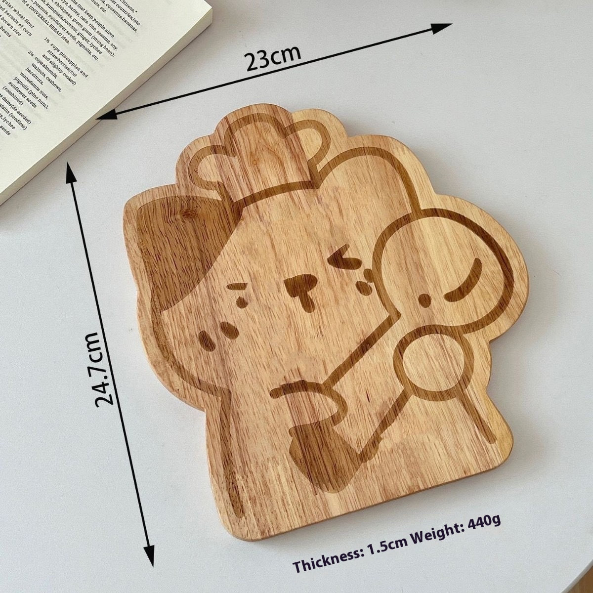 Planche découper plateau oscillant – Ustensile cuisine bois style coréen chaton
