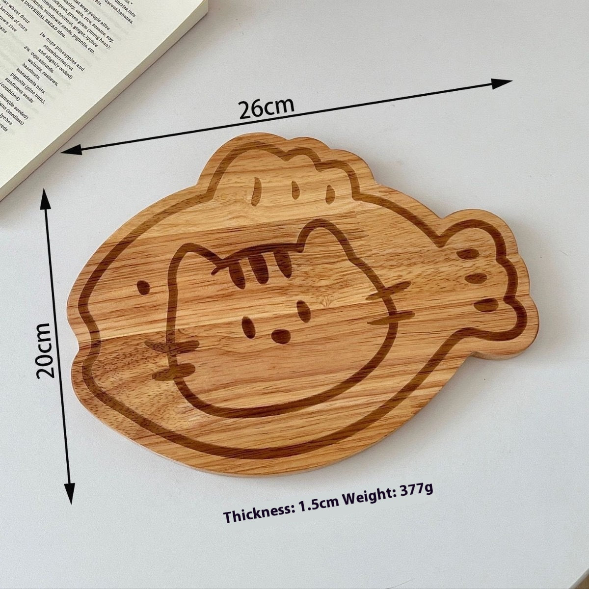 Planche découper plateau oscillant – Ustensile cuisine bois style coréen chaton 02