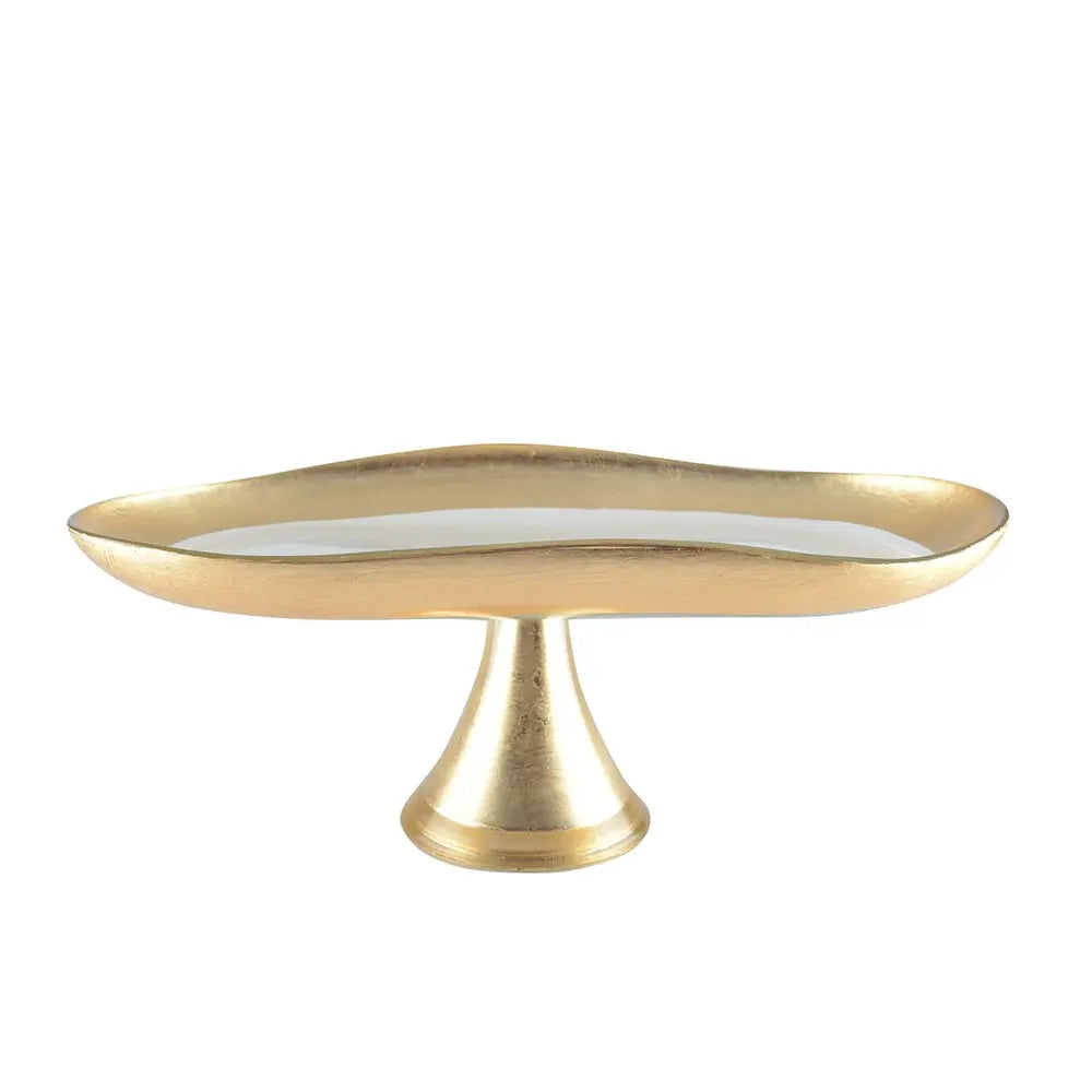Plat à cake bords dores sur pied grand modèle 35.2x19.7x13.2cm AULICA