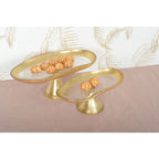 Plat à cake bords dores sur pied grand modèle 35.2x19.7x13.2cm AULICA