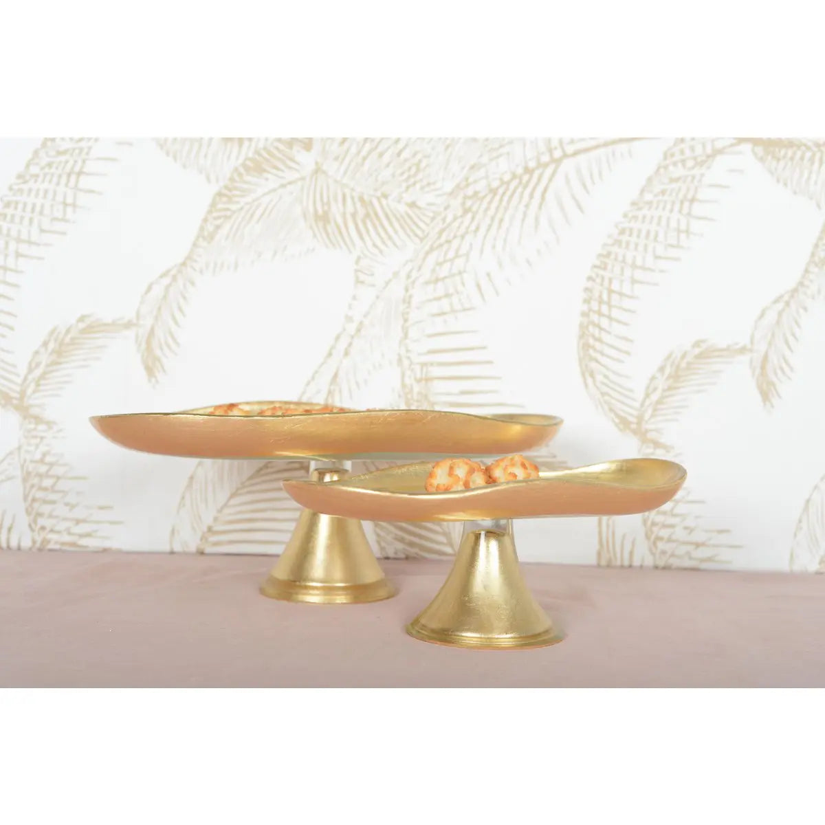Plat à cake bords dores sur pied grand modèle 35.2x19.7x13.2cm AULICA