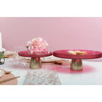 Plat à gâteaux framboise sur pied dore 28cm AULICA