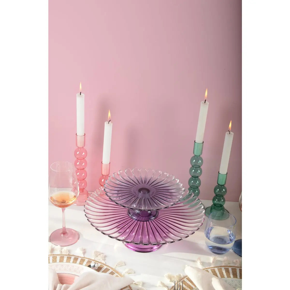 Plat à gâteaux sur pied bleu 21cm - printemps AULICA