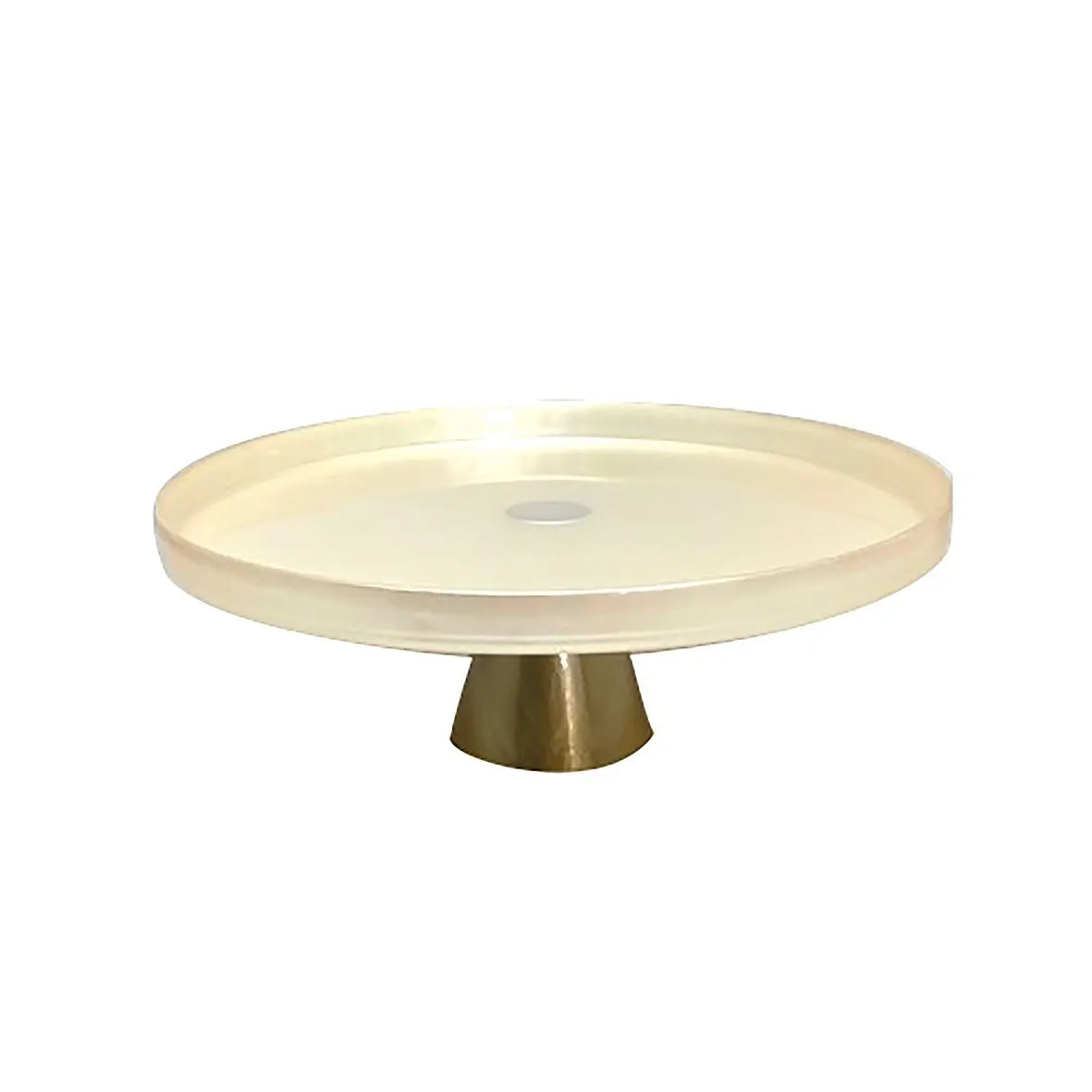 Plat à gâteaux vanille sur pied dore h28cm AULICA