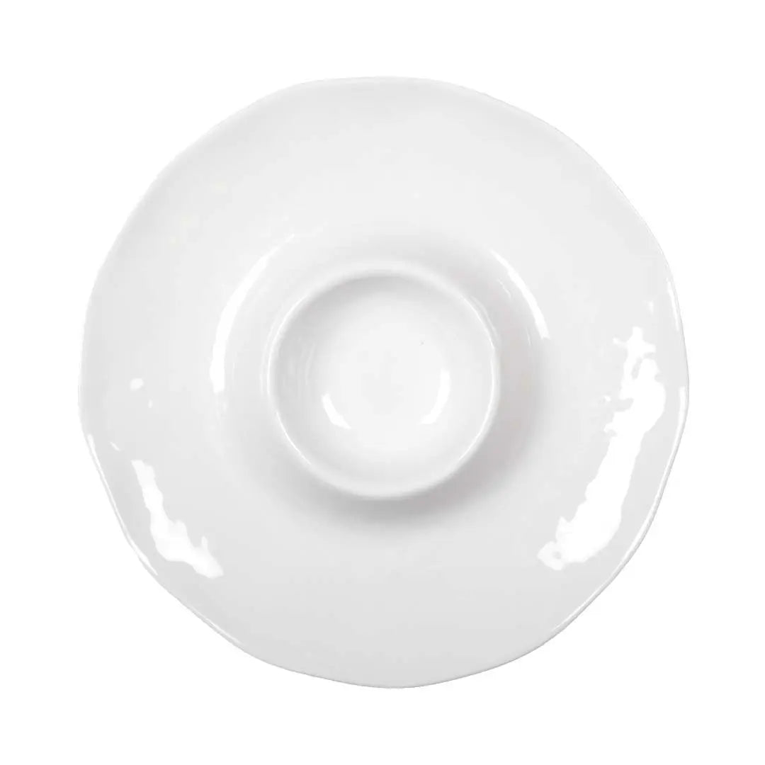 Plat apéritif chip and dip blanc en mélamine 35x35x3cm AULICA