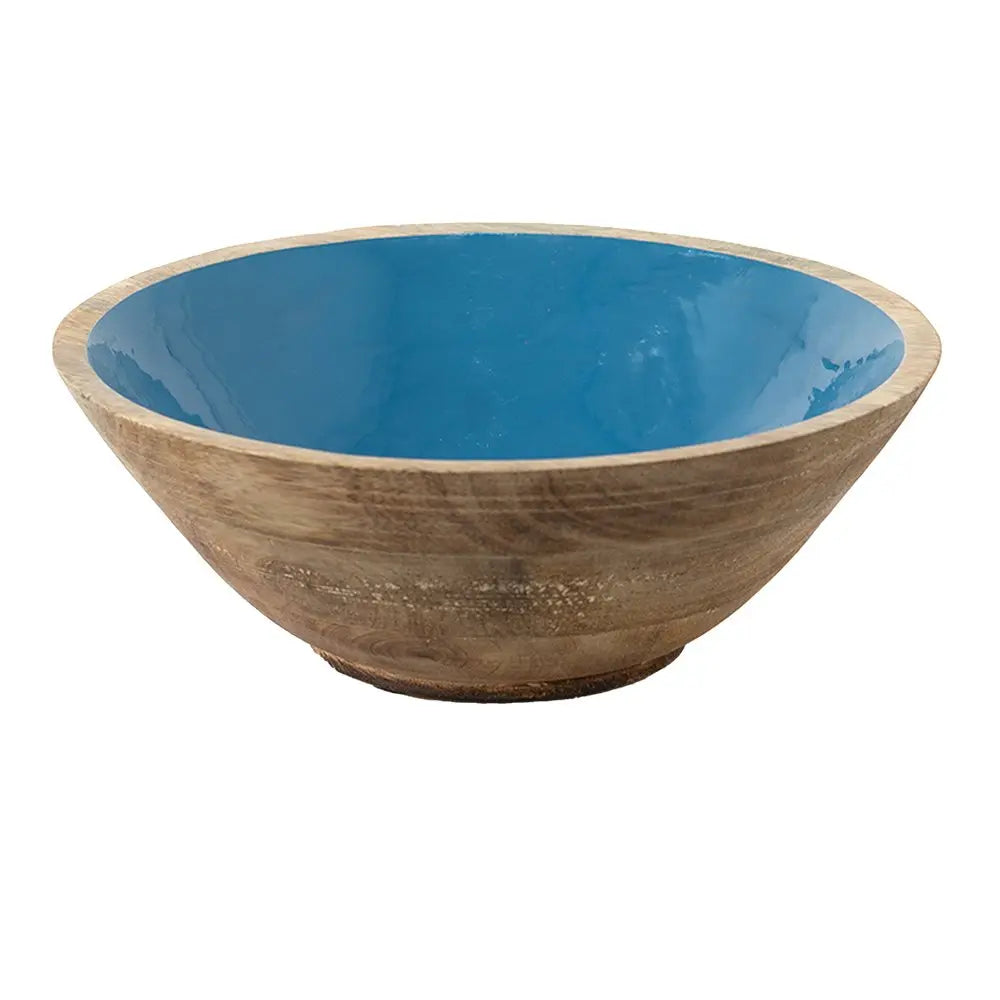 Plat de décoration Ø 25x10 cm Blue Brown Wood Serving Plat Clayre & Eef.