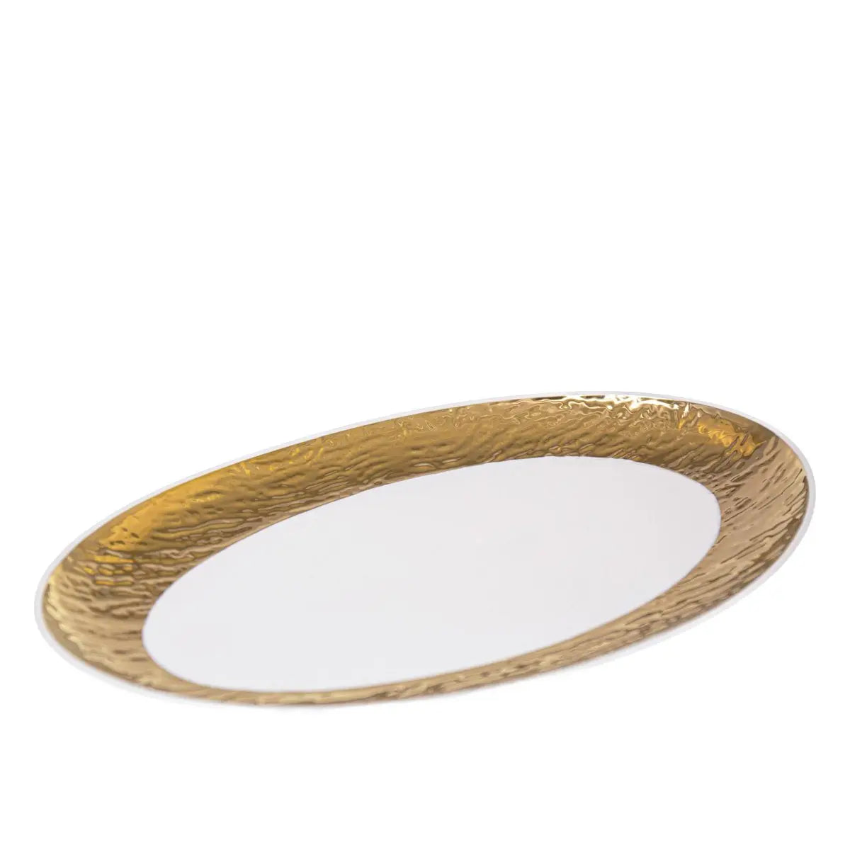 Plat ovale blanc et doré 36.5cm AULICA