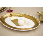 Plat ovale blanc et doré 36.5cm AULICA