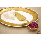 Plat ovale blanc et doré 36.5cm AULICA