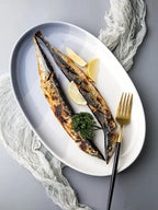 Plat poisson céramique créatif nordique Youci – Assiette porcelaine ovale sous-glaçure encre Dropshipman