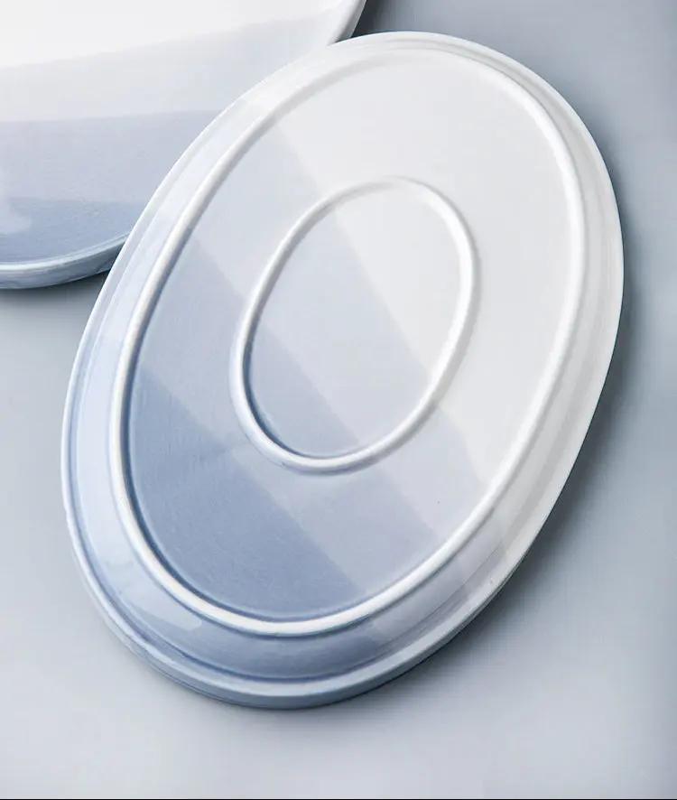 Plat poisson céramique créatif nordique Youci – Assiette porcelaine ovale sous-glaçure encre Dropshipman