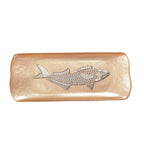 Plat rectangulaire caramel avec poisson argent 31.7x12.7cm AULICA