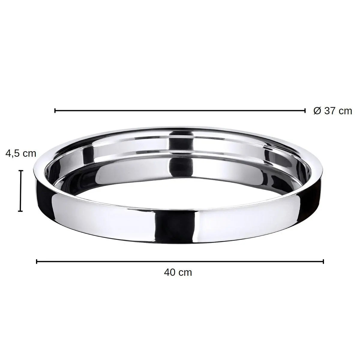 Plateau Alaska (ø 40 cm) rond, acier inoxydable poli brillant, plateau de service, plateau décoratif EDZARD-SHOP.com