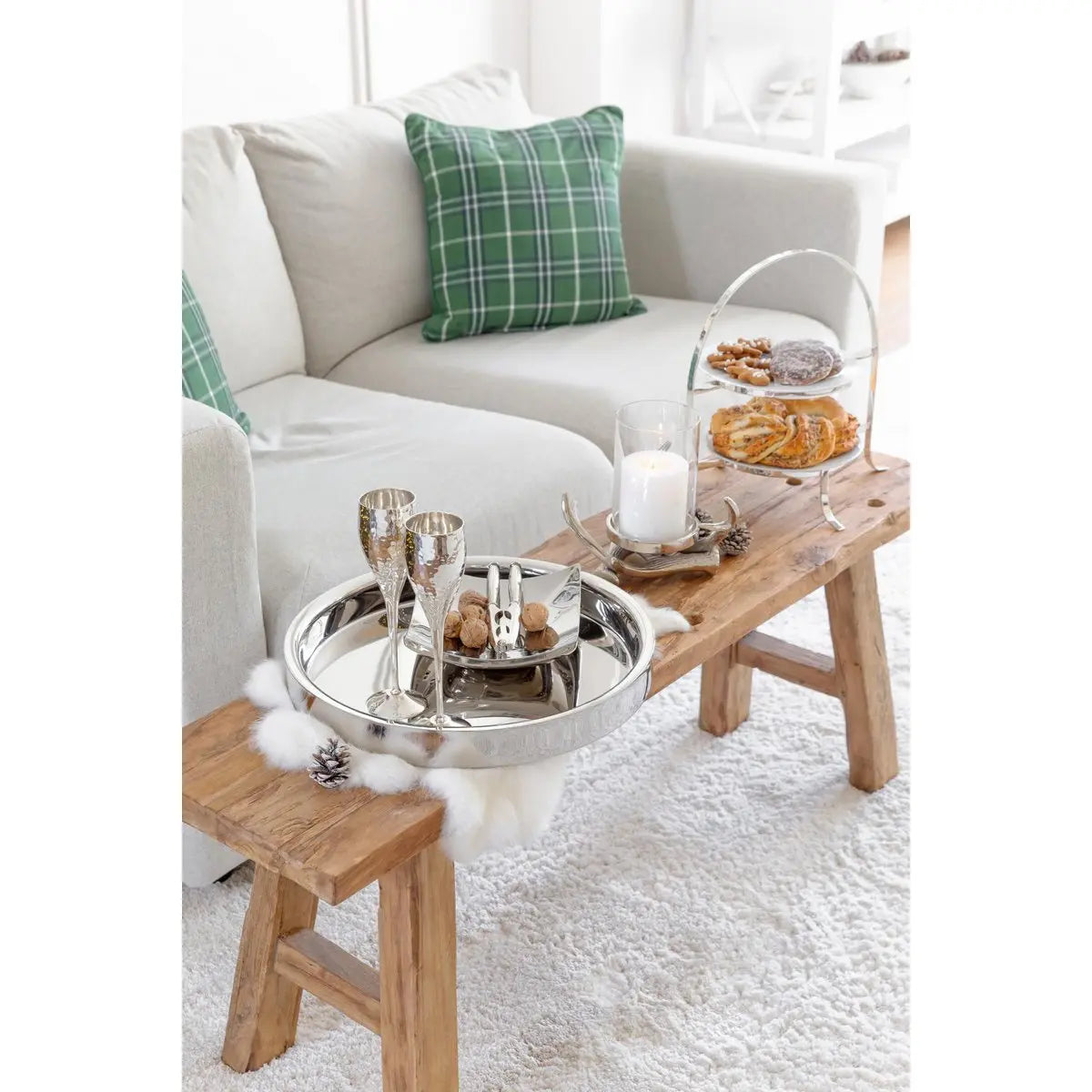 Plateau Alaska (ø 40 cm) rond, acier inoxydable poli brillant, plateau de service, plateau décoratif EDZARD-SHOP.com