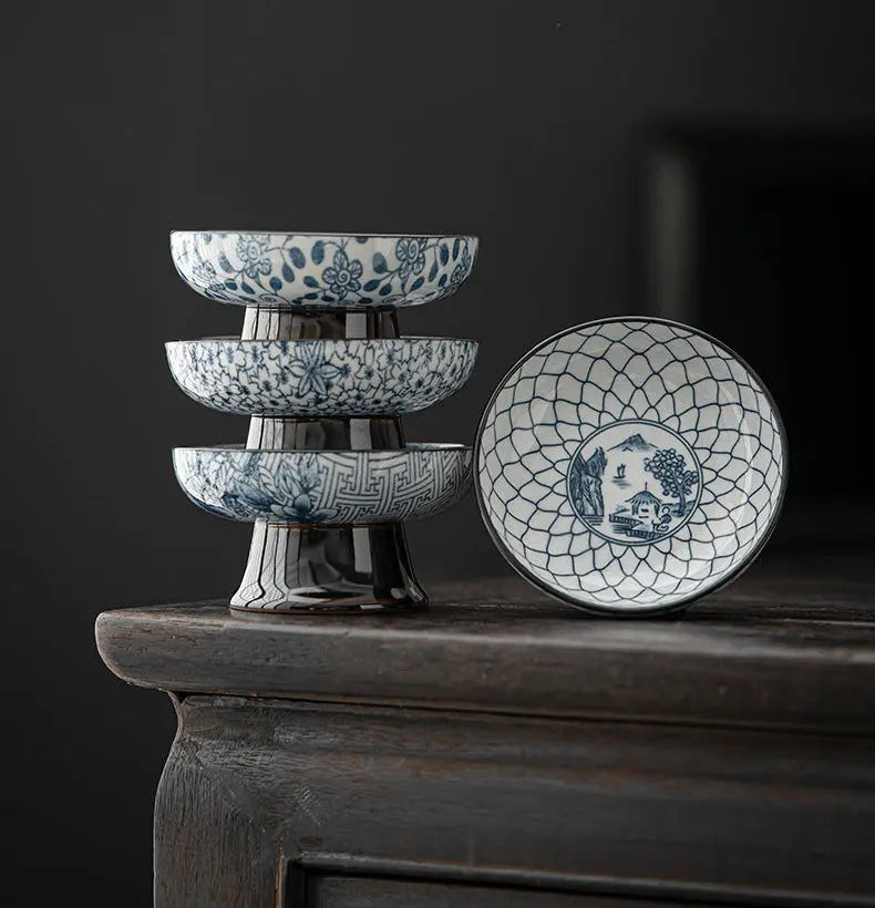 Plateau Céramique Wanhua Thé Glacé – Service Dim Sum Pieds Hauts Dropshipman