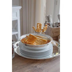 Plateau EDZARD, plateau de service Marlene, rond, acier inoxydable poli brillant, diamètre 34 cm EDZARD-SHOP.com