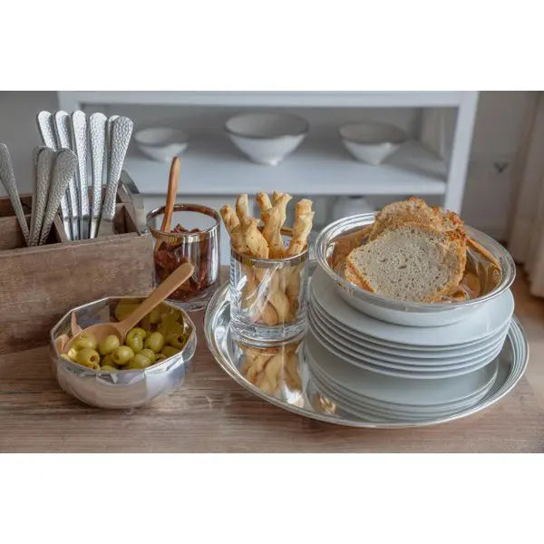 Plateau EDZARD, plateau de service Marlene, rond, acier inoxydable poli brillant, diamètre 34 cm EDZARD-SHOP.com