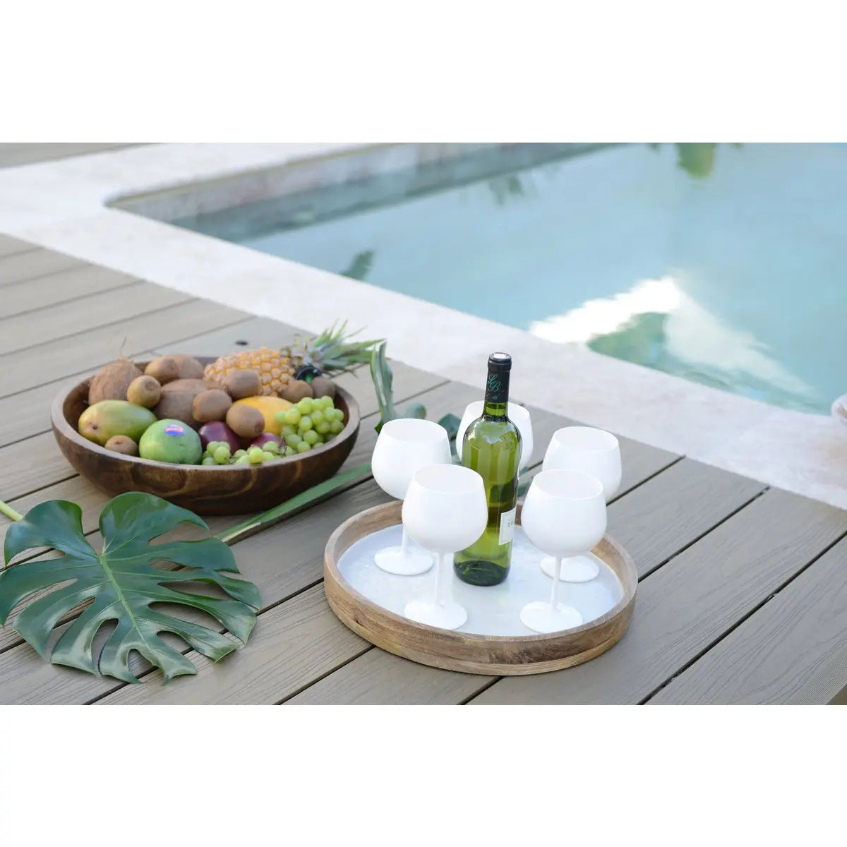 Plateau blanc en bois manguier 40x40x4cm AULICA