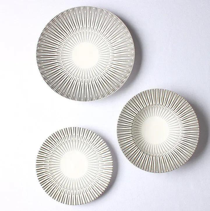 Plateau chapeau paille créatif nordique – Assiette motif uni glaçure Dropshipman