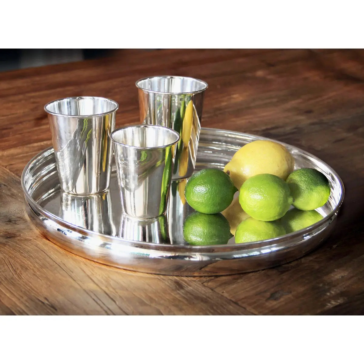 Plateau de service EDZARD Segovia, rond, lourd argenté, diamètre 36 cm, hauteur 3,5 cm EDZARD-SHOP.com