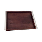 Plateau rectangulaire en bois avec poignées en métal argent 44x33cm AULICA