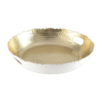 Plateau rond blanc et doré martelé 33x33x5.5cm AULICA