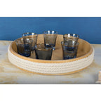 Plateau rond en bois avec corde 45cm AULICA