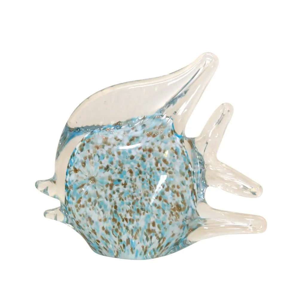 Poisson décoratif en verre bleu et transparent 14.5x5.5x13cm AULICA