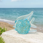 Poisson décoratif en verre bleu et transparent 14.5x5.5x13cm AULICA