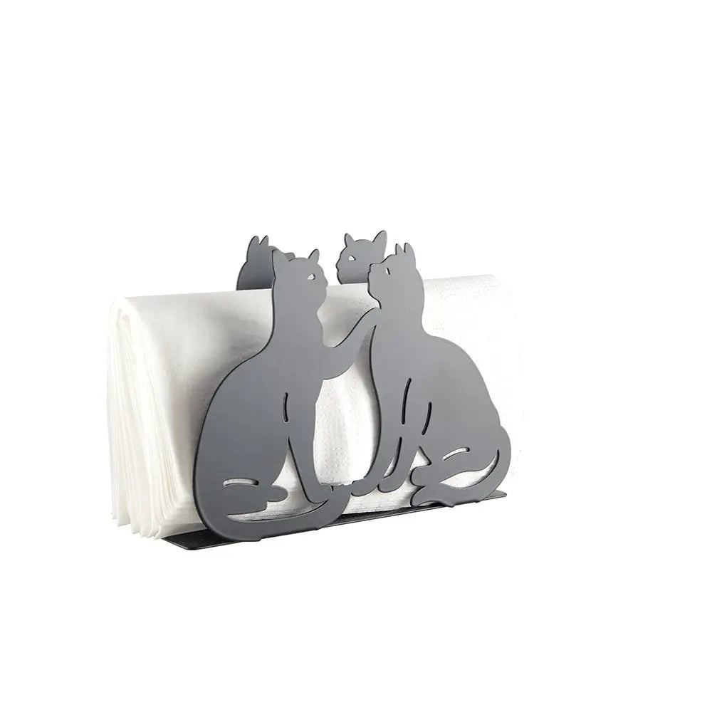 Porte-serviettes chat noir 14.5x4x10cm AULICA
