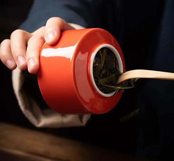 Pot Stockage Thé Porcelaine Hermétique – Bocal Céramique Glaçure Colorée Dropshipman