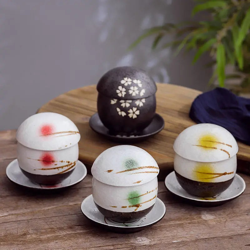 Pot Vapeur Céramique Japonais Premium – Coquetier Œufs Vapeur Restaurant Motifs Floraux Dropshipman